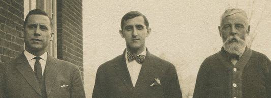 THREE GENERATIONS OF CONSTIPATED MEN. PHOTO POSTCARD, 1920.