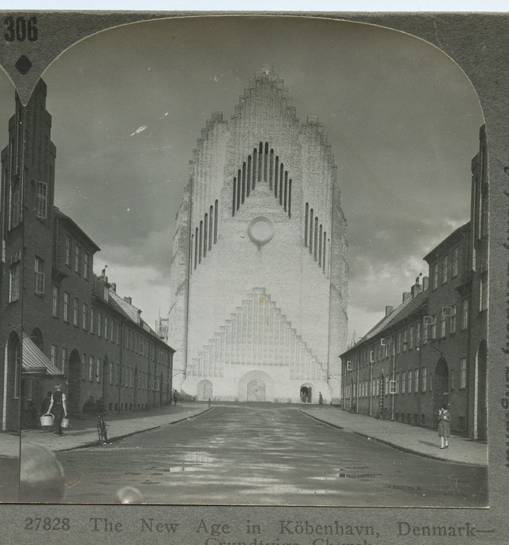ART + ARCHITECTURE, GRUNDTVIGS CHURCH, COPENHAGEN, DENMARK, VINT STEREOVIEW