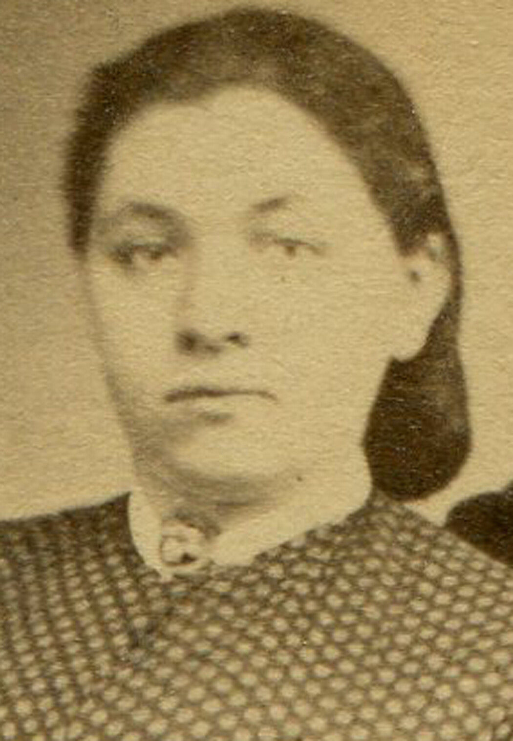 AMPLE BREASTED WOMEN IN PATTERNED DRESS. CDV.