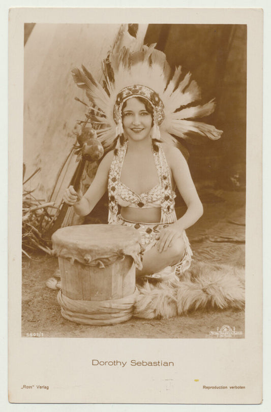 White European Woman Posing in Costume. Photo Postcard.