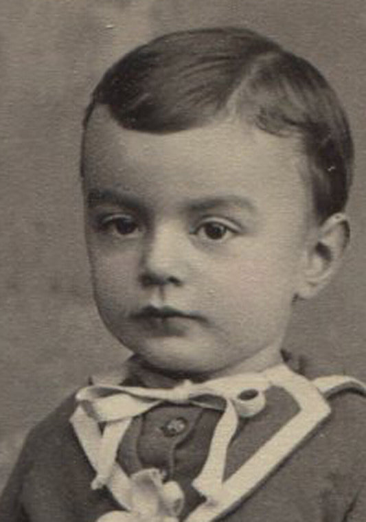 YOUNG BOY HOLDING CANE, WAITING FOR WORLD DOMINATION. CABINET CARD. READING, PA.