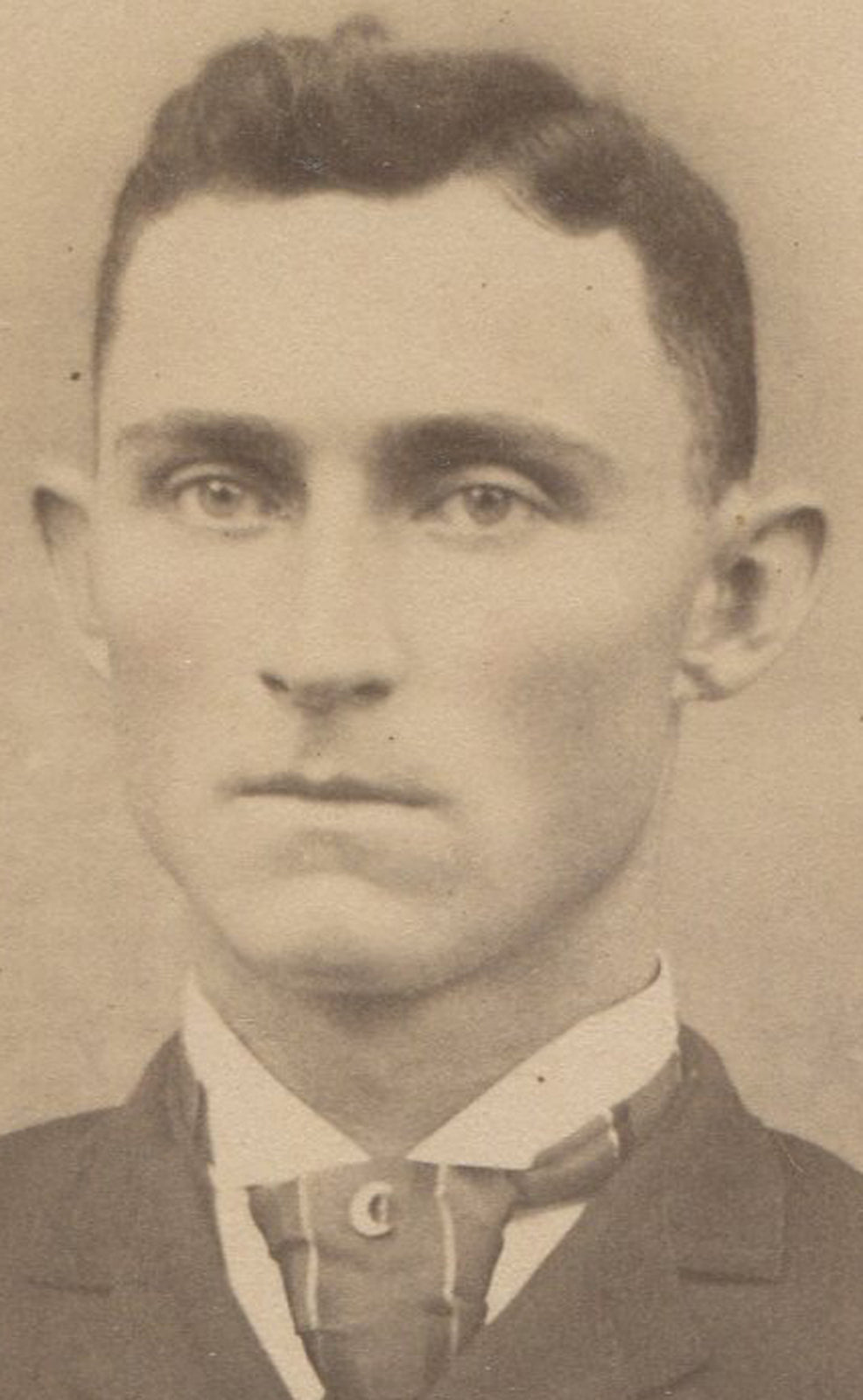 Vintage Cabinet Card Portrait - Angry Man Ready for Destruction, Demonic Presentation Monochrome Photo