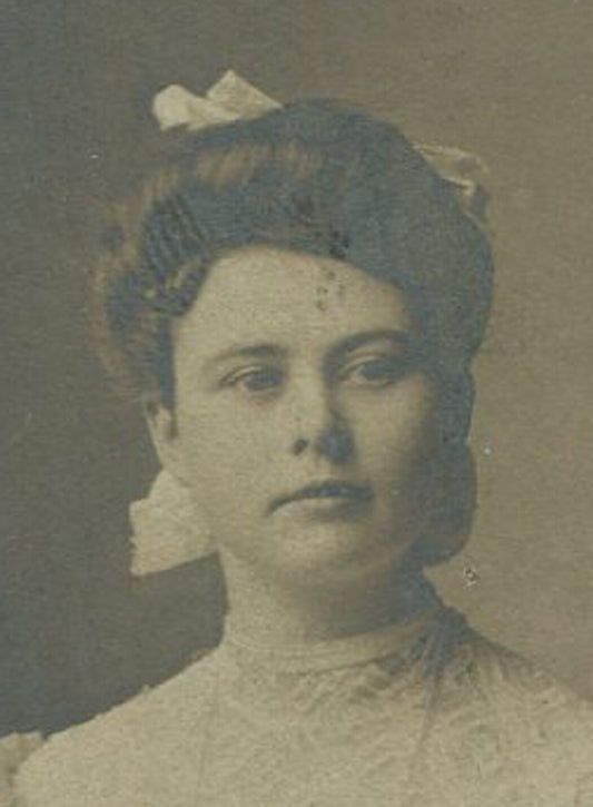 YOUNG WOMAN, STANDING POSE. NARROW TONED B W PRINT. 5.5 X 2.25 IN.