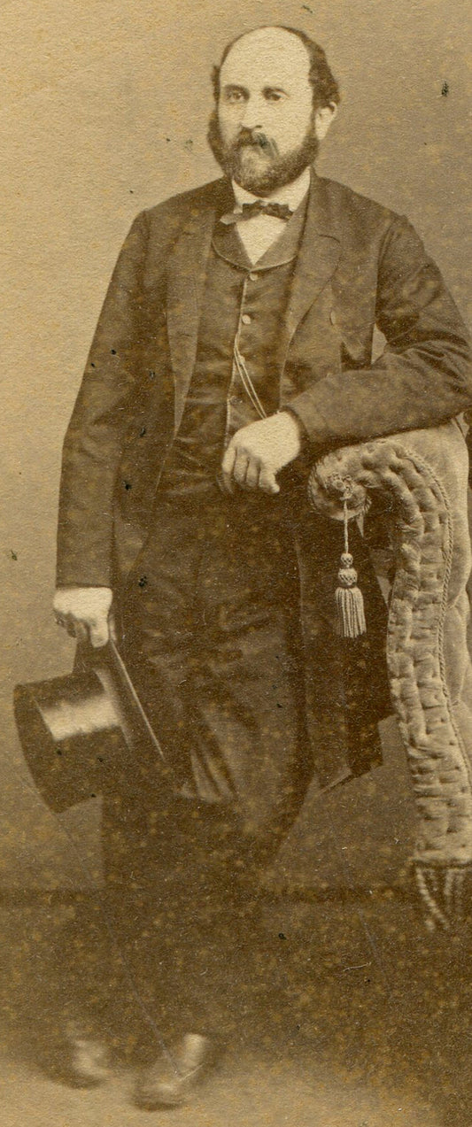 MAN, RELAXED STANDING POSE, HOLDING TOP HAT. CDV. N.Y.