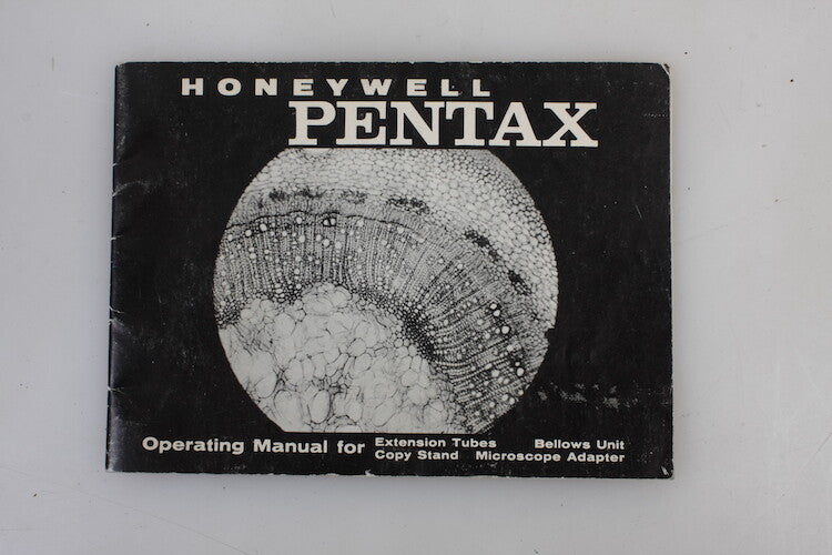 HONEYWELL PENTAX MANUAL FOR EXTENSION TUBES, BELLOWS UNIT, COPY STAND, ETC