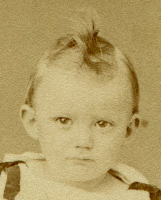 TODDLER W/CUTE CURL TOP, EYES GLARING AT YOU. CDV. EASTON, PA.