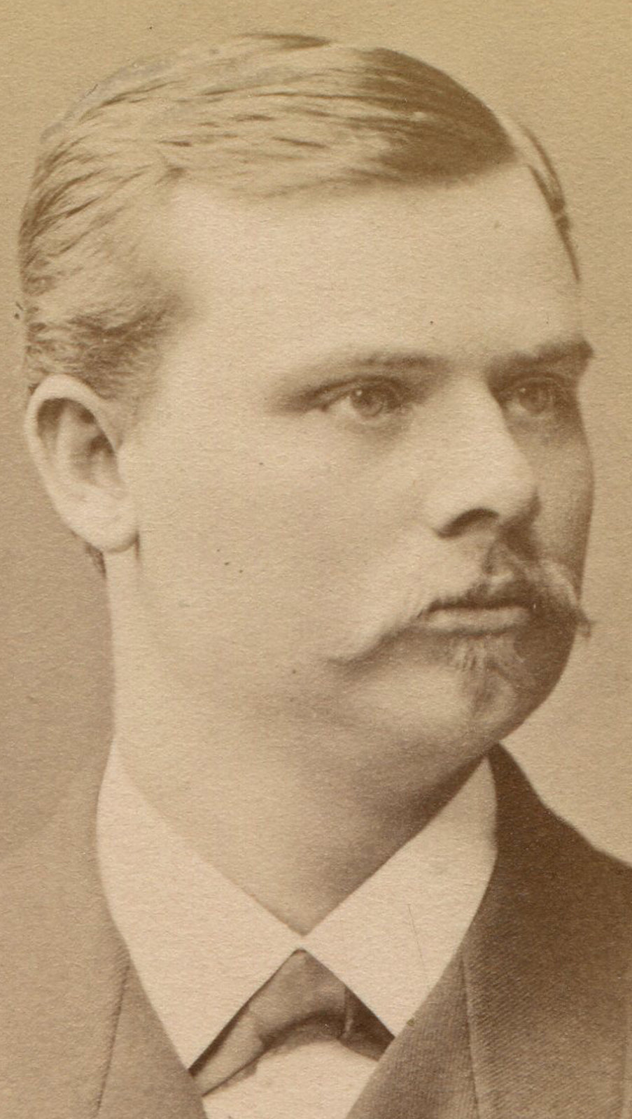 WEAK CHINNED MAN W/ MUSTACHE AND SOUL PATCH. CDV. STOCKHOLM, SWEDEN.