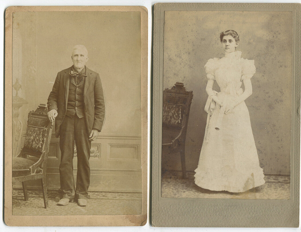 Rare Vintage Cabinet Card Portraits - Man & Woman, Two-Set, Original Photo Pair