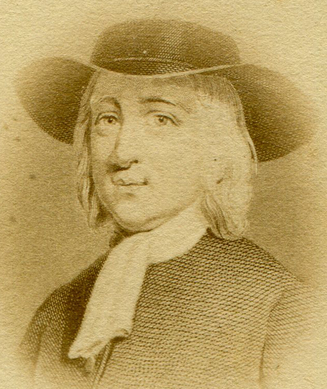 MALE QUAKER, TRADITIONAL APPEARANCE. CDV OF ENGRAVING. N.Y.
