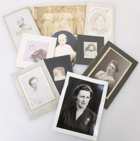 WOMAN AND GIRLS PHOTO COLLECTION. 10 SILVER PRINTS CIRCA 1900-20.