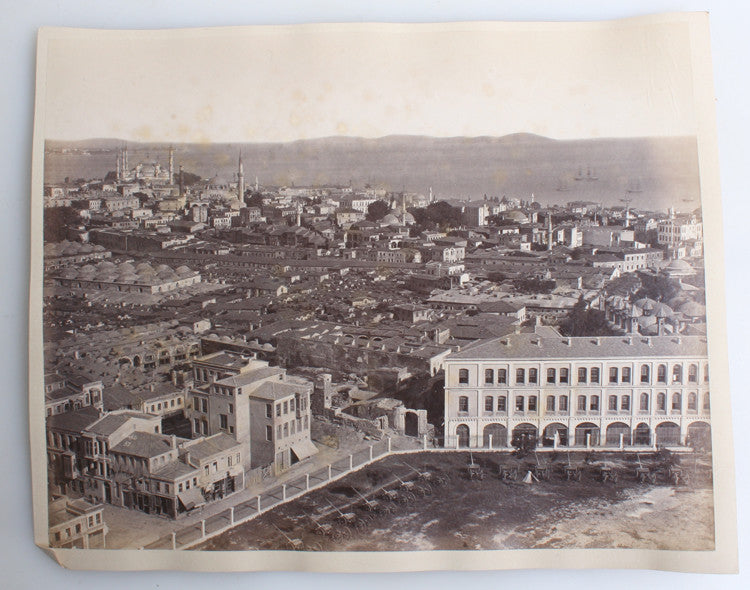 STUNNING 9X11 PANORAMA ALBUMEN OF ISTANBUL W/ SHIPS IN THE DISTANCE