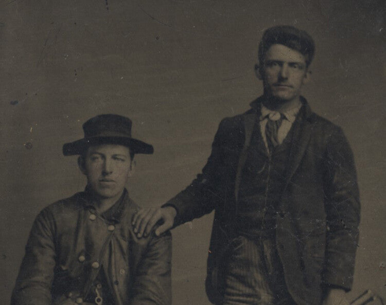 PORTRAIT OF TWO 19TH CENTURY CRACKER COWBOYS W/ CATTLE WHIP