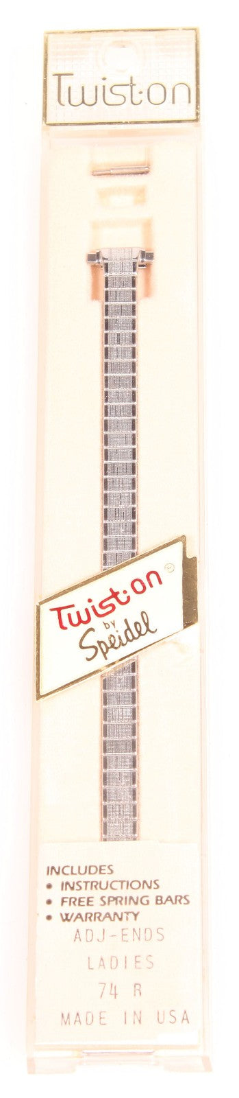 TWIST-ON BY SPEIDEL SILVER COLORED METAL WATCH BAND W/ PINS NIP