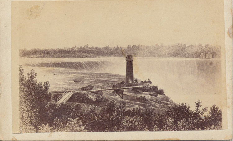 CDV OF SKETCH OF NIAGARA FALLS   LIGHT HOUSE