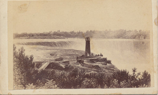 CDV OF SKETCH OF NIAGARA FALLS   LIGHT HOUSE