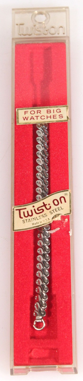TWIST-ON STAINLESS STEEL WATCH BAND FOR BIG WATCHES NIP
