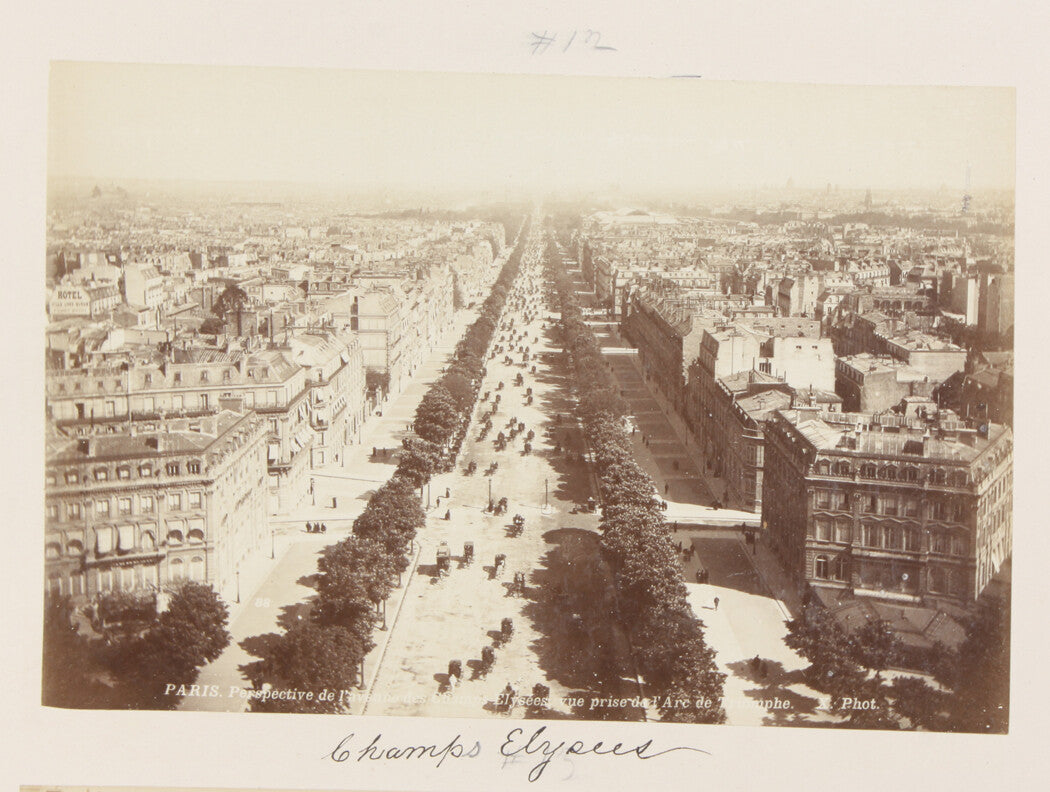 AERIAL VIEW OF CHAMPS DE ELYSEES, PARIS FRANCE. 8x10 reprint