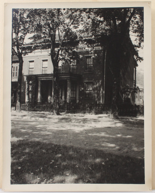 ARCHITECTURAL VIEW, BRICK HOME WITH PORCH COLUMNS. 14 X 11 SILVER PRINT.