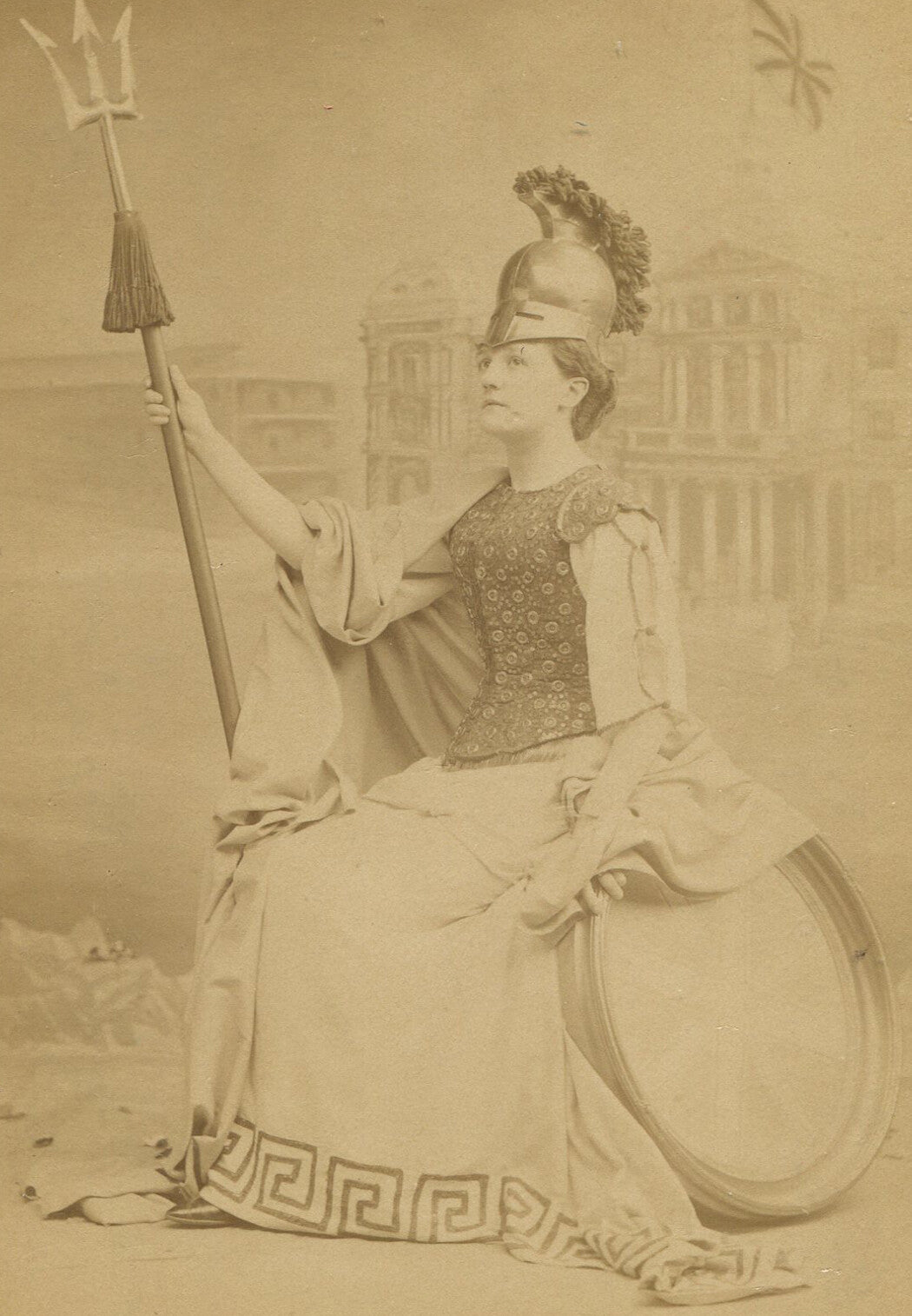 THEATRICAL, WOMAN IN WARRIOR COSTUME. CABINET CARD. RICHMOND.