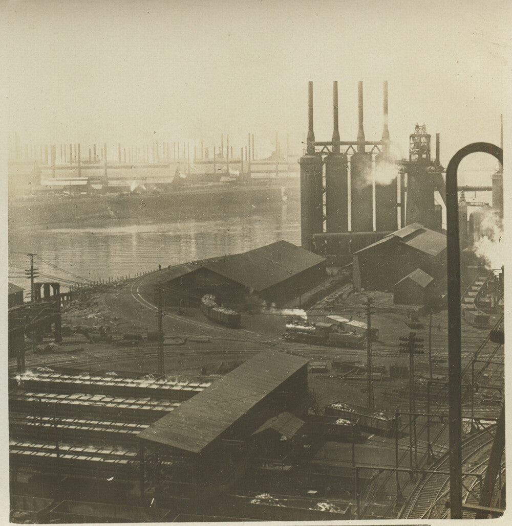 HOMESTEAD STEEL WORKS BLAST FURNACE + ROLLING MILLS STEREOVIEW BY WHITE VINT PGH