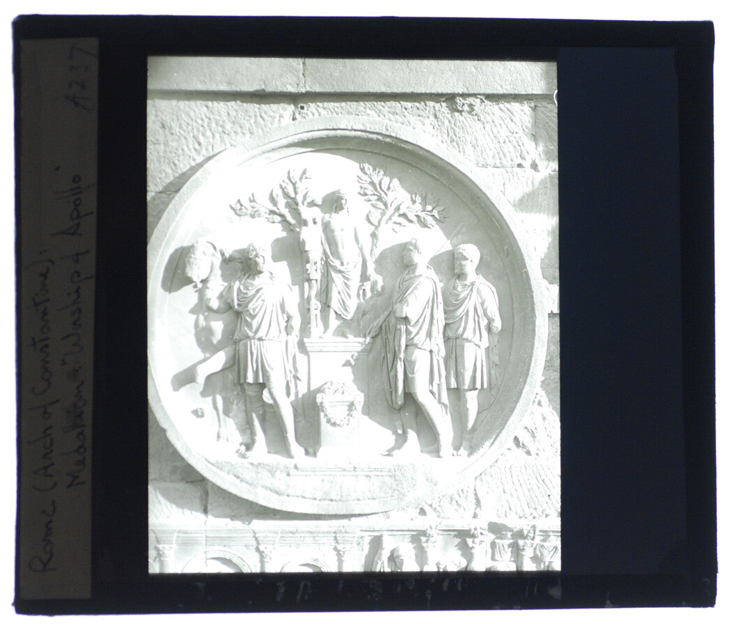 ARCH OF CONSTANTINE, WORSHIP OF APOLLO, ROME. PHOTO ON GLASS. LANTERN SLIDE.