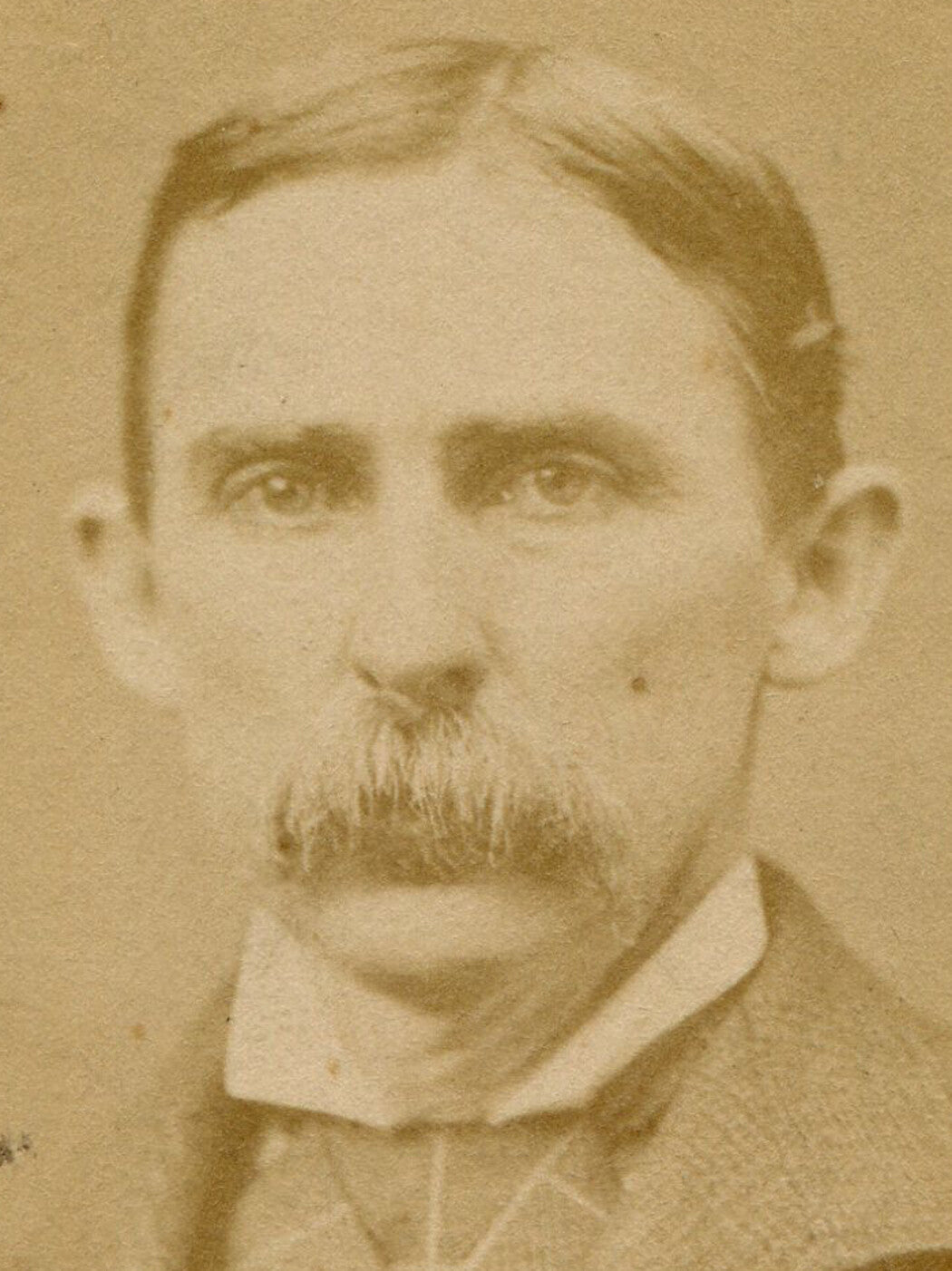 MAN WITH BROOM STYLE MUSTACHE. CONVEX CDV. LOUISVILLE.