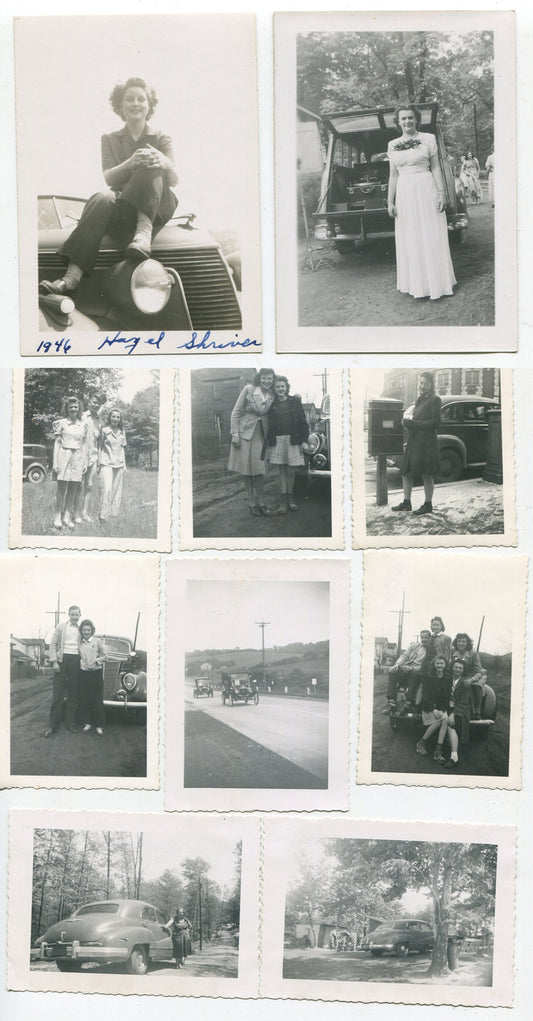 WOMEN AND AUTOMOBILES, 1948-50 B W PHOTO 10 SET.
