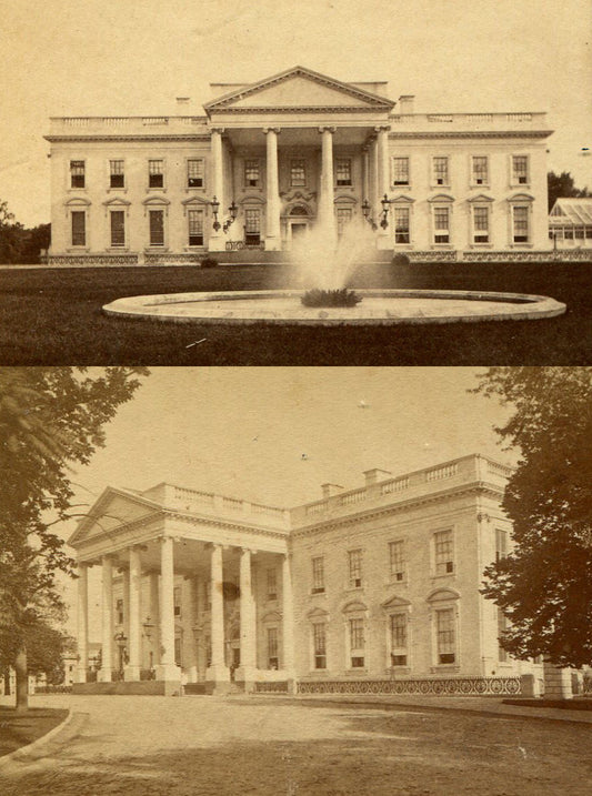 WHITE HOUSE EXTERIOR VIEWS. 5 SET STEREOVIEWS. HISTORIC.