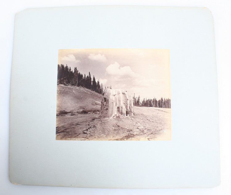7X9 ALBUMEN PHOTO OF LONE STAR GEYSER, YELLOWSTONE BY PHOTOGRAPHER F.J. HAYNES