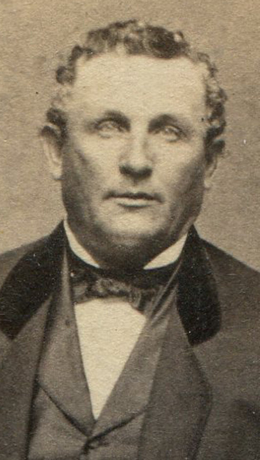 LARGE MAN WITH CURLY HAIR. RELAXED STANDING POSE. CDV. SPRINGFIELD, MASS.
