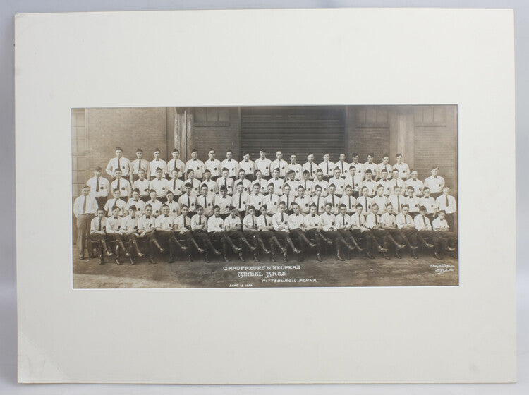 1928 10X20 PHOTO OF CHAUFFEURS   HELPERS OF GIMBEL DEPARTMENT STORE - PITTSBURGH