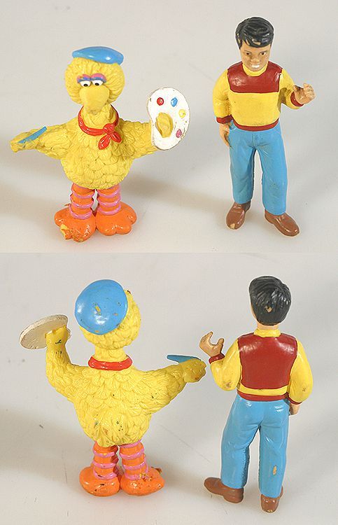 BIG BIRD, PAINTER AND LAKESHORE 4 INCH DOLL HOUSE BOY, SET OF 2