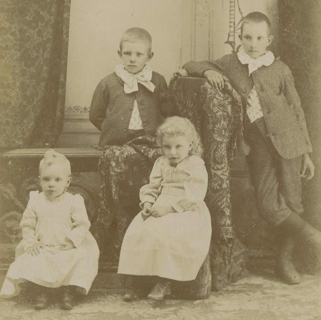 Vintage Cabinet Card Group Photo of Children Morning Sun Iowa Antique Photo