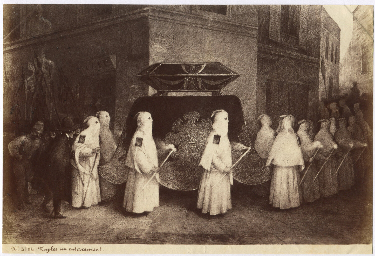 VERY CREEPY DEATH RITES, RELIGIOUS. PHOTO OF ART WORK. UNMOUNTED ALBUMEN.