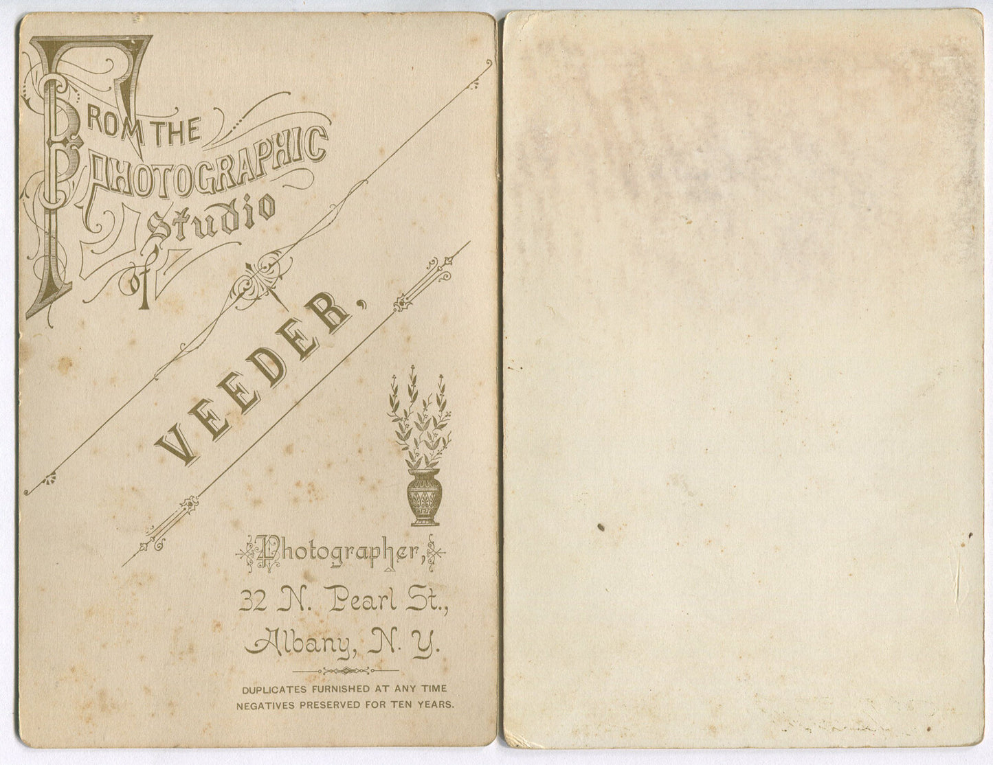 WOMAN W/CAMEO PIN, MAN IN 4 BUTTON COAT. CABINET CARD 2 SET. ALBANY, N.Y.