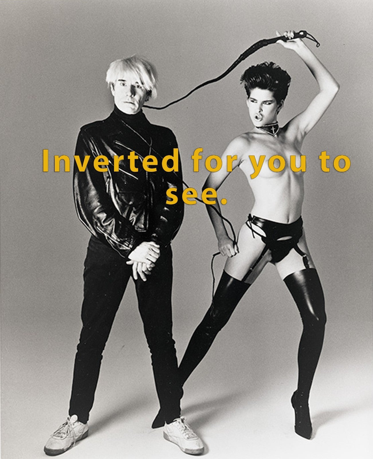 Vintage 8x10 Negative of Andy Warhol posing w/ Dominatrix,  Factory Era