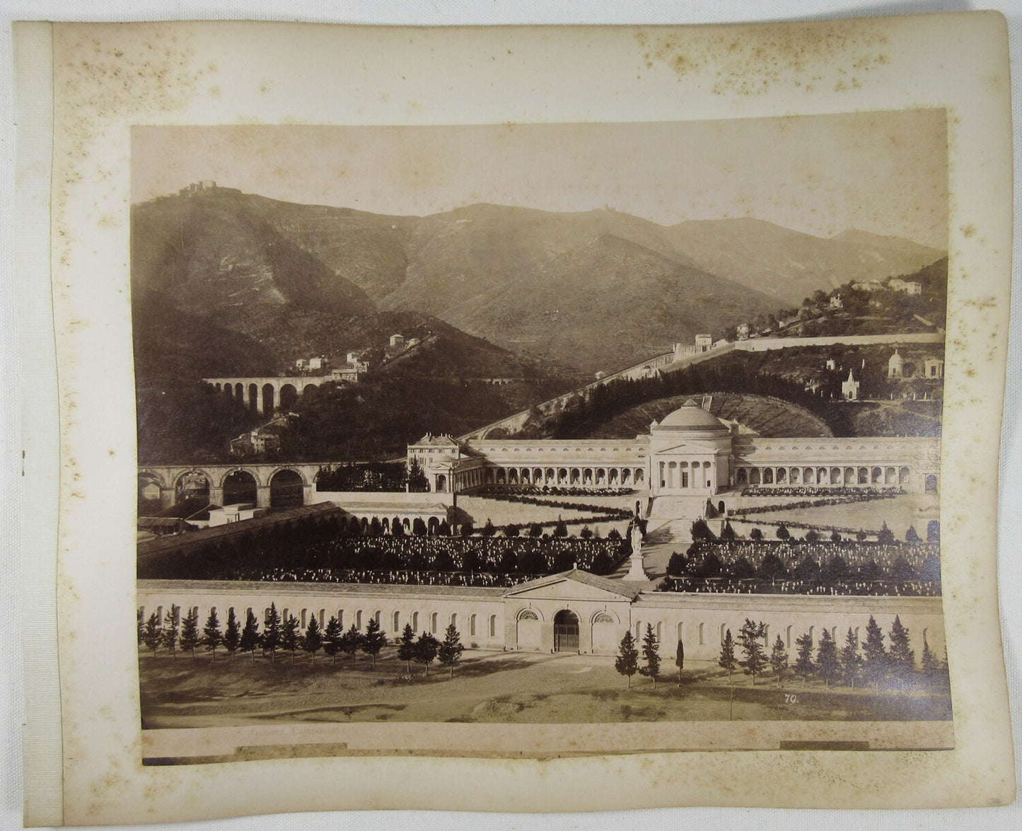 CAMPO SANTO,GENOVA/STATUE HALLWAY. 8X10 ALBUMEN ON BOTH SIDES OF 11X13.5 OF PAGE