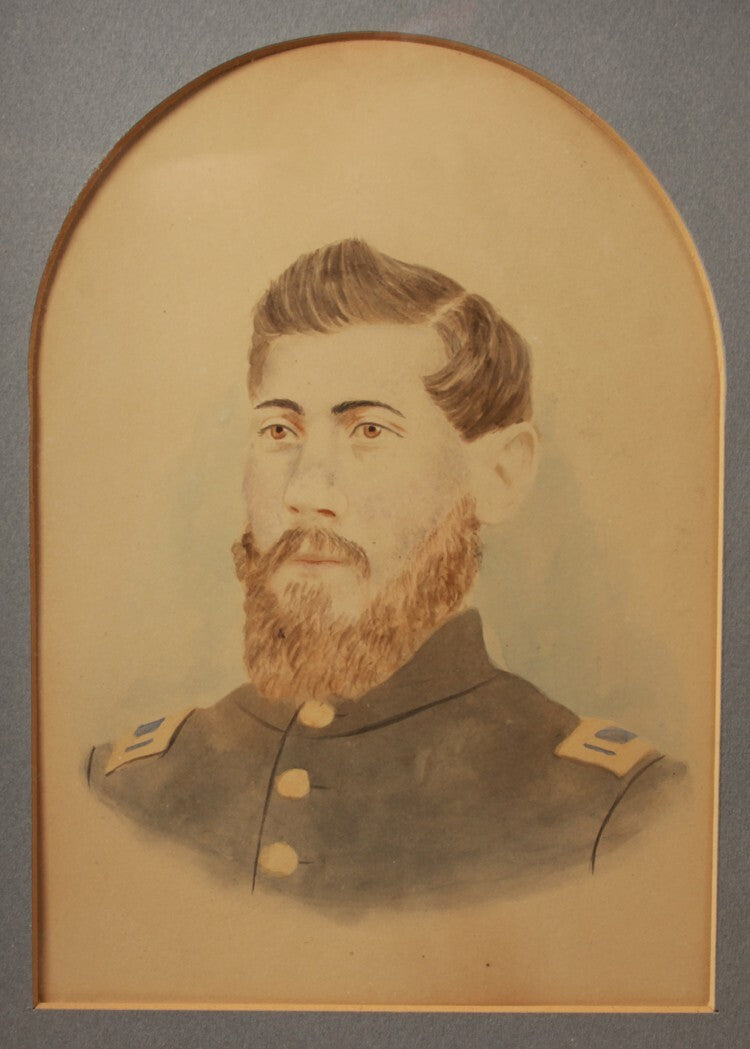 TINTED SALT PHOTO PORTRAIT OF CIVIL WAR SOLDIER IN SHADOW BOX FRAME