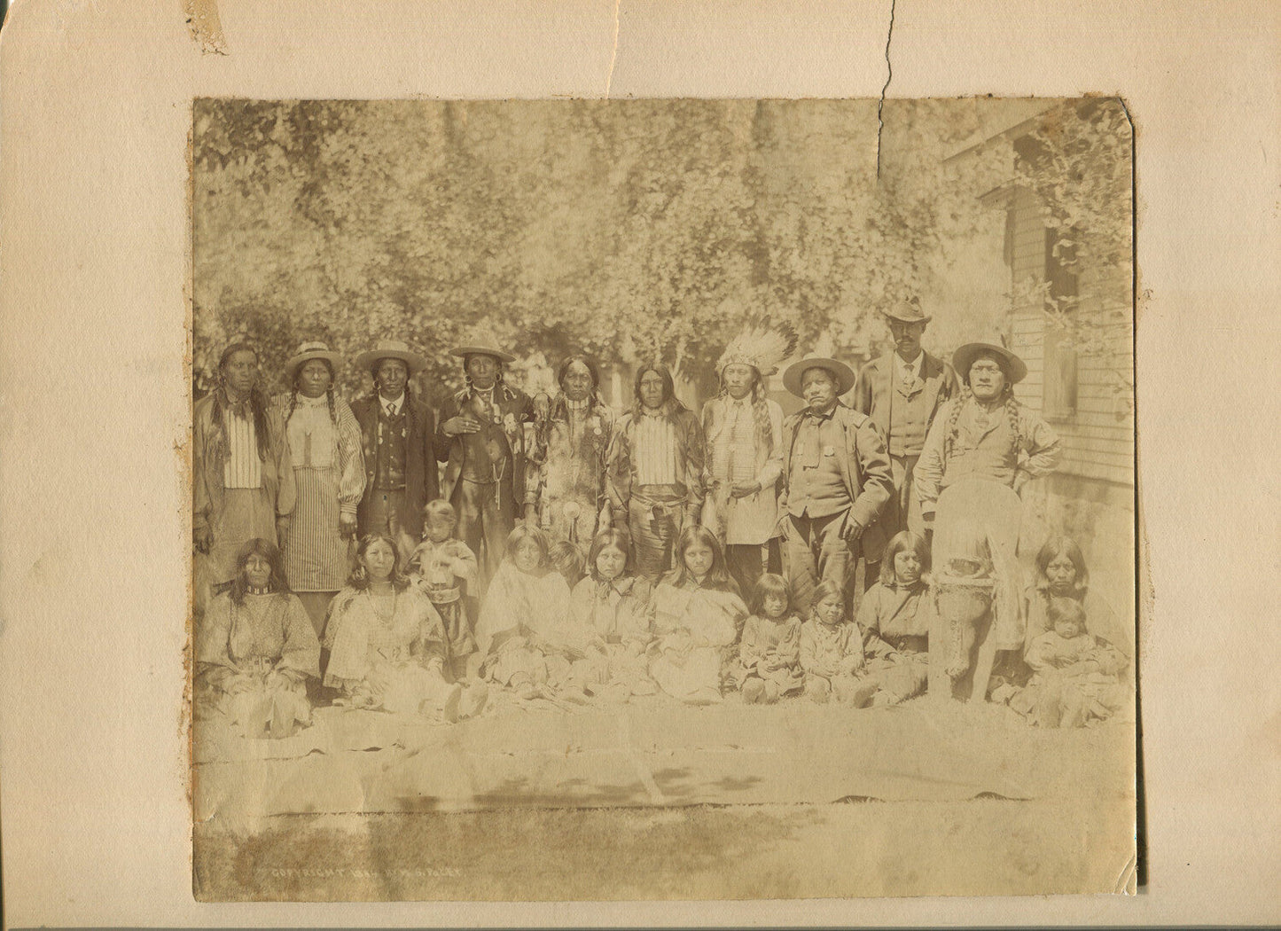 Native Americans ALBUMEN PHOTO. 7.25X9.35 MOUNTED ON 10X12 BOARD.