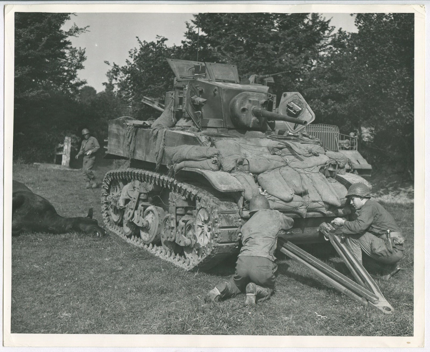 WWII U.S. MILITARY IN EUROPE. 2-8X10, 1-4.5X3.25 B&W PRINTS, VINTAGE.