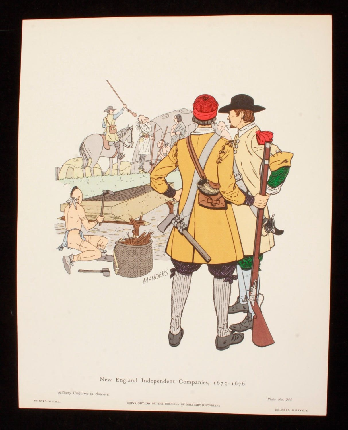 New England Independent Companies 1675-1676 Illustration 11x14