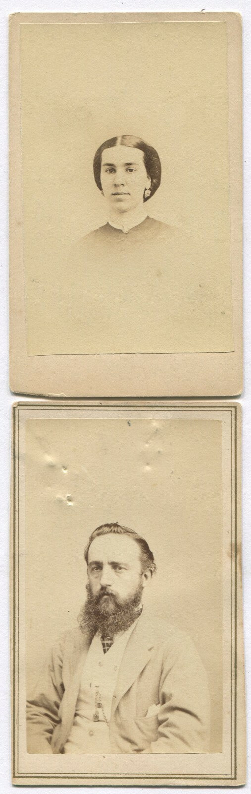 CDV 2 SET BY BOGARDUS, N.Y. MAKER MARK ON CARD BACK.
