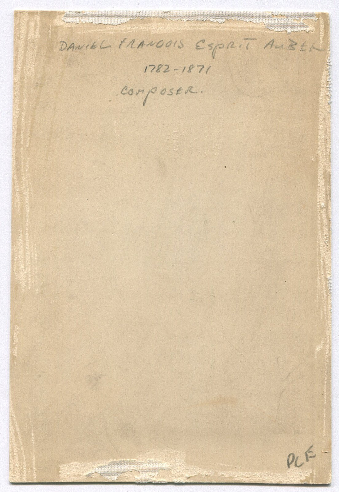 AUBER, FRENCH COMPOSER. 6.5X4.25 CABINET CARD, TRIMMED.