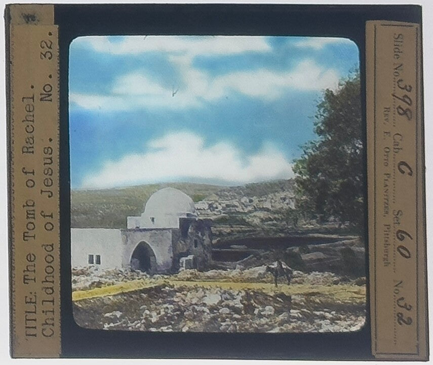 VINTAGE LANTERN SLIDE ���The Tomb of Rachel��� 3.25X4IN