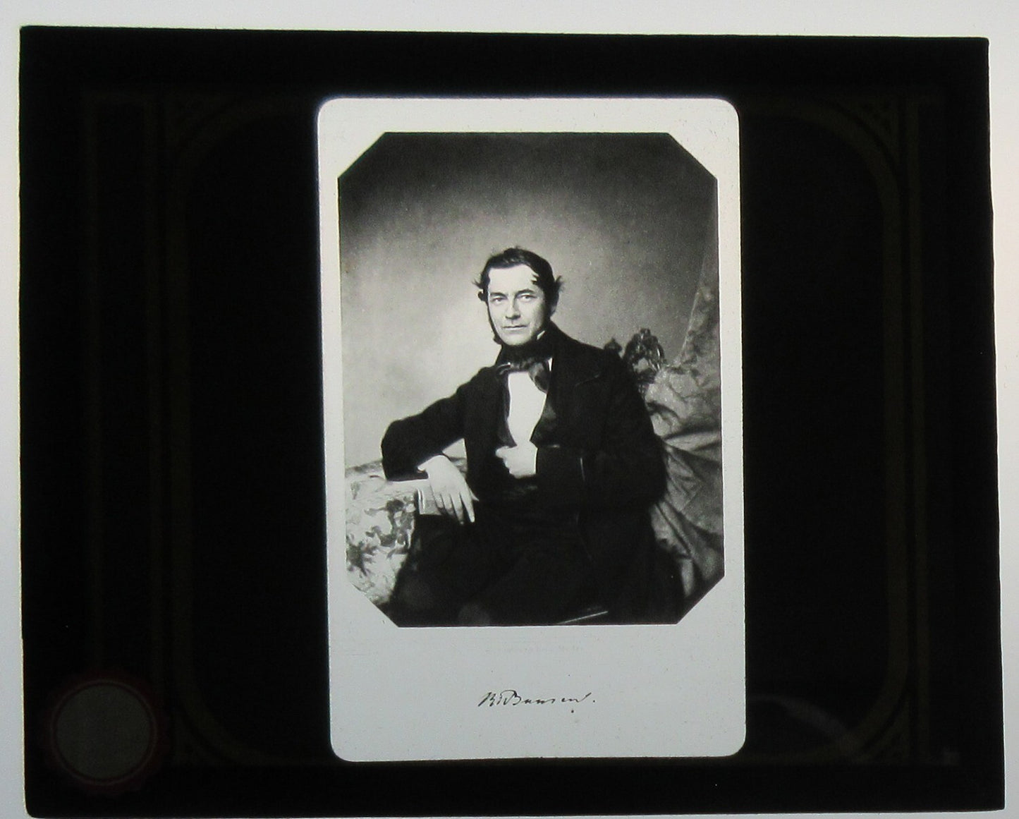 ROBERT BUNSEN, PORTRAIT. PHOTO ON GLASS. LANTERN SLIDE.