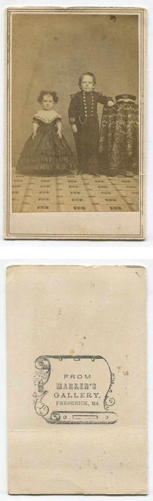 Charles and Eliza Nestel. Dwarf/MIDGET, CIVIL WAR ERA CDV. FREDERICK,MD.