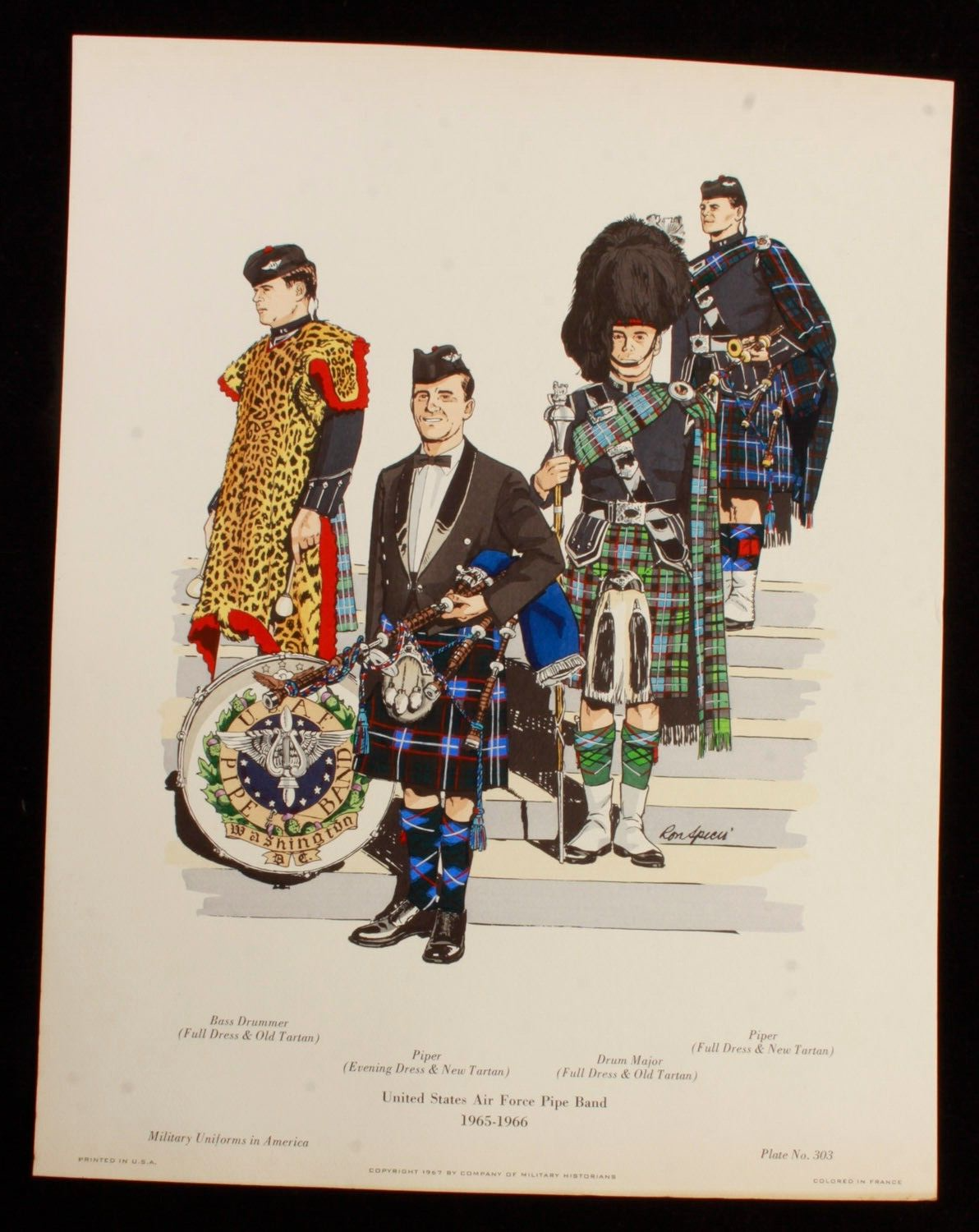 United States Air Force Pipe Band 1965-1966 Illustration 11x14