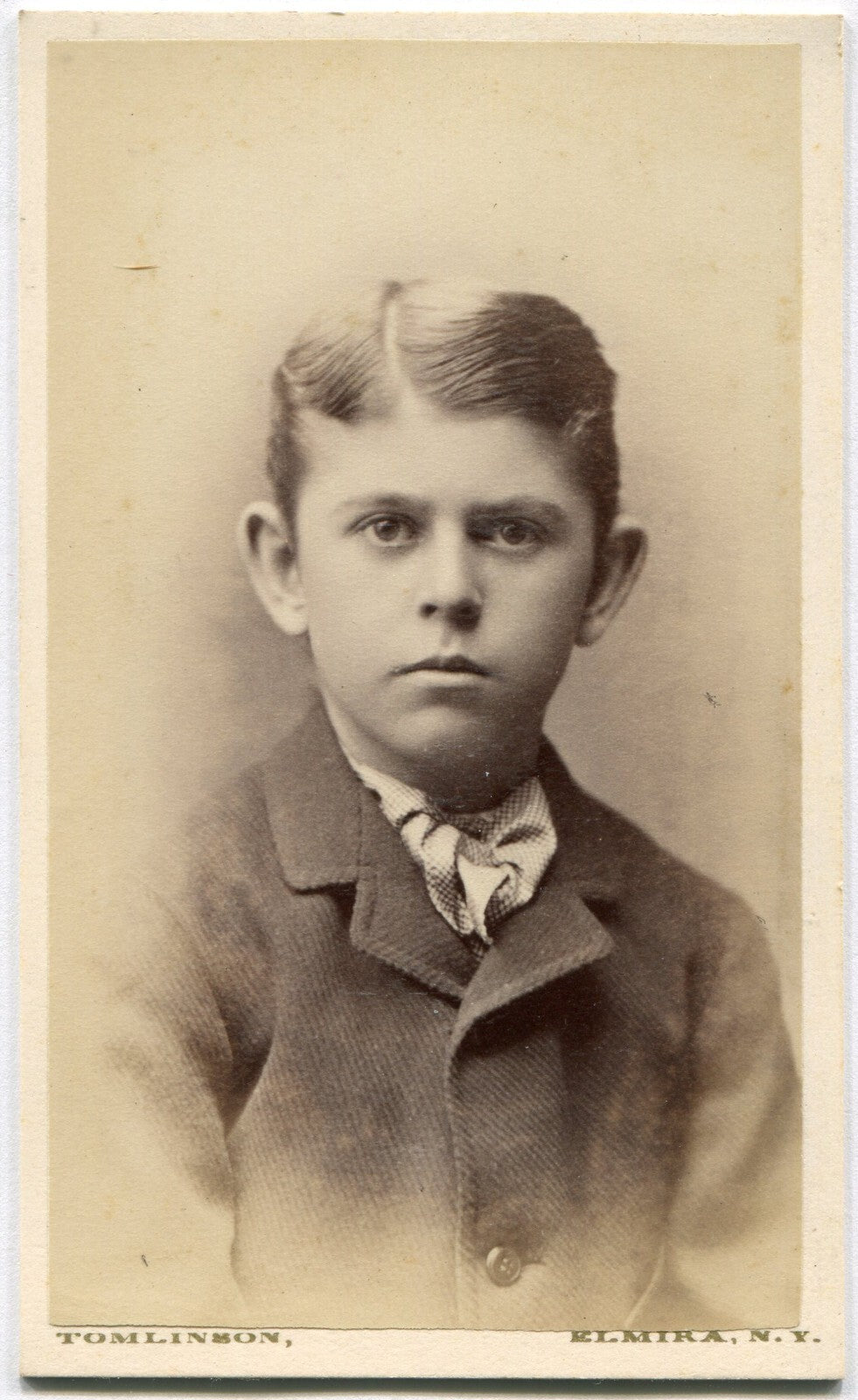 BIG EARED BOY, GRIM EXPRESSION. CDV ELMIRA, N.Y.