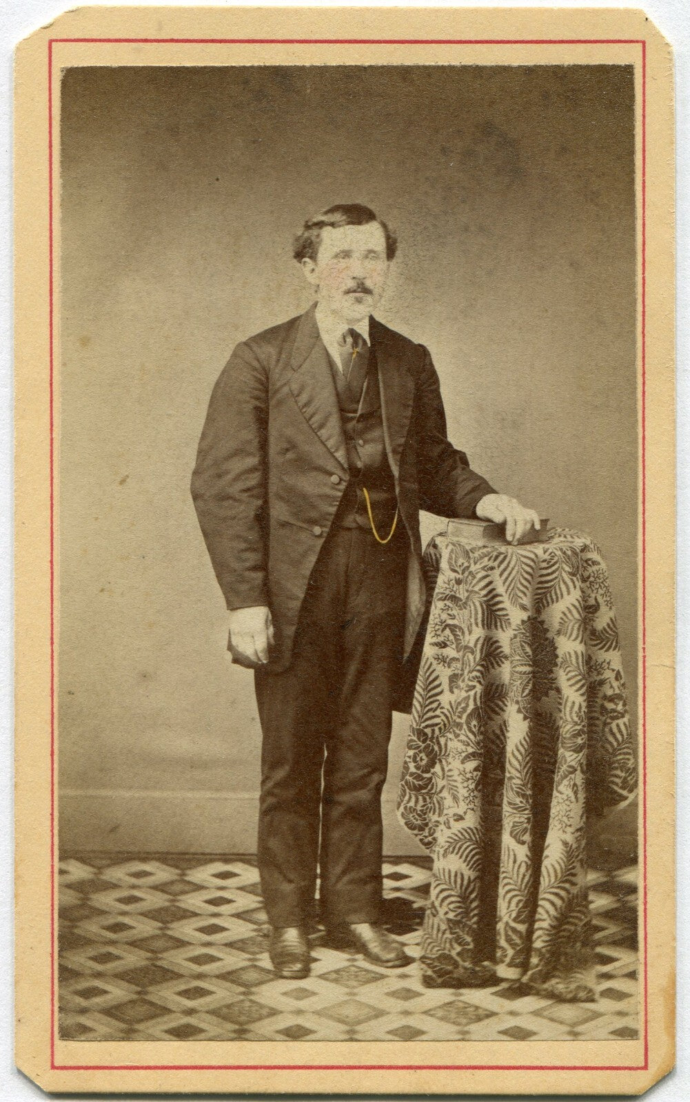 DWEEBISH MAN, STANDING POSE W/BOOK. TINTED CDV. PILLOW, PA.