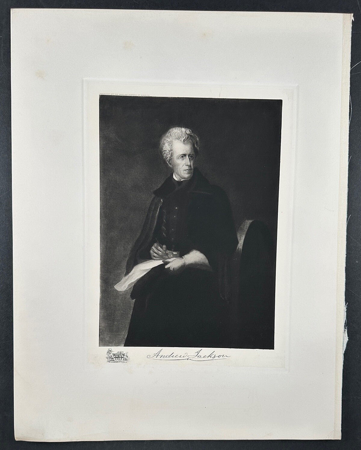 Vintage photogravure of President Andrew Jackson with Wheeler dedication, 3-page set, ready to frame